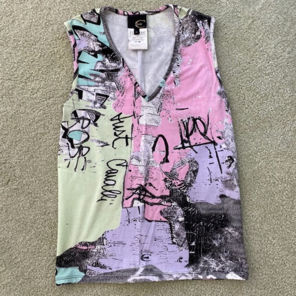 Just Cavalli Graphic Sleeveless Top, Size S - Picture 2 of 5